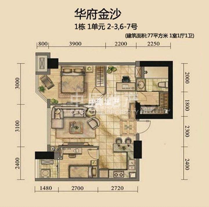 华府金沙【品质楼盘 华府金沙 77平大套一 视野好 楼层好 118万】成都